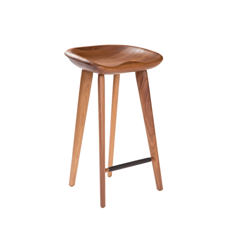 Tabouret haut TRACTOR STOOL H 63 Noyer BASSAMFELLOWS