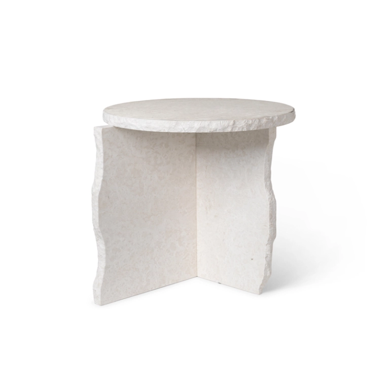 Table d'appoint guéridon MINERAL SCULPTURAL Blanc FERM LIVING