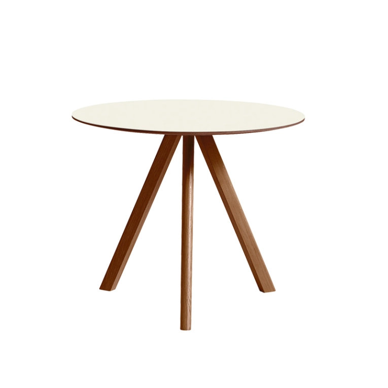 Table COPENHAGUE ROUND TABLE CPH20 Lino blanc cassé/ noyer vernis à base d'eau HAY