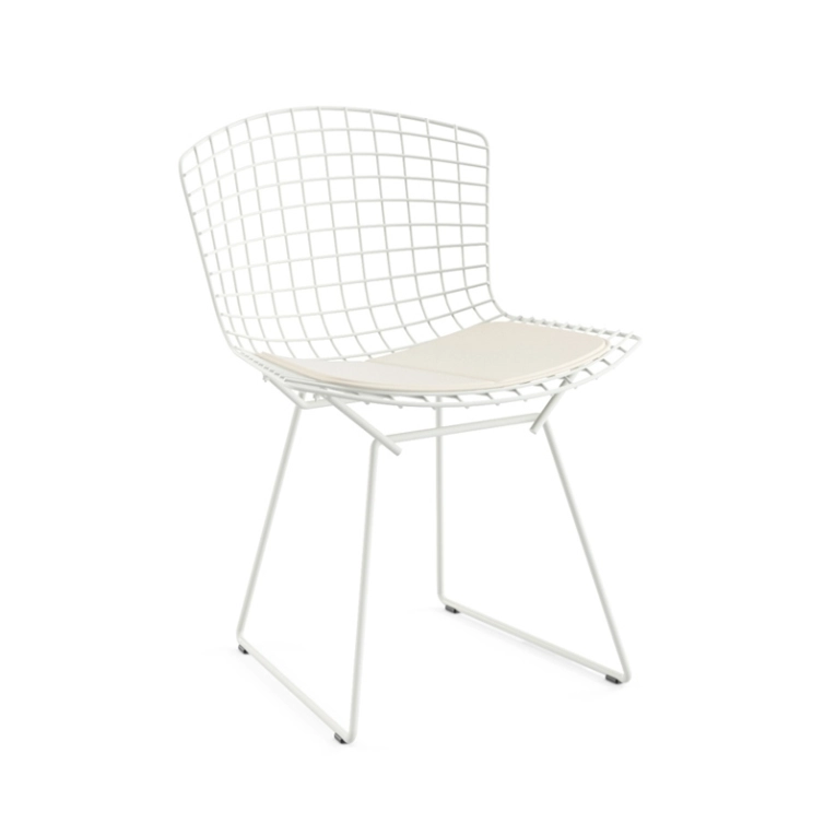 Chaise BERTOIA OUTDOOR avec galette d'assise Blanc KNOLL
