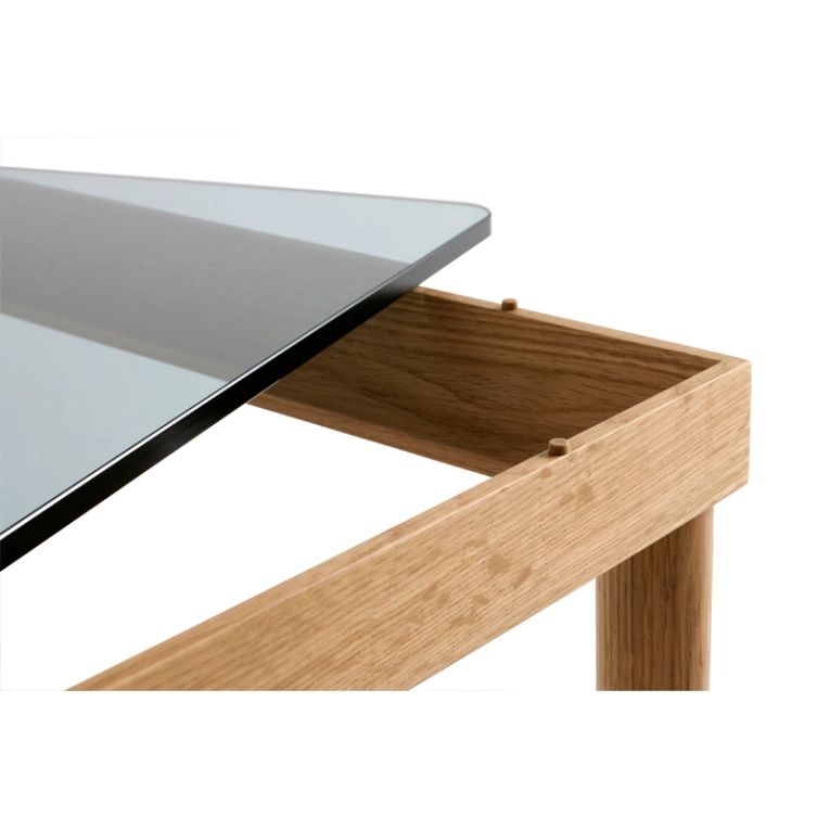 Table basse KOFI 140x50 Chêne/ verre transparent HAY