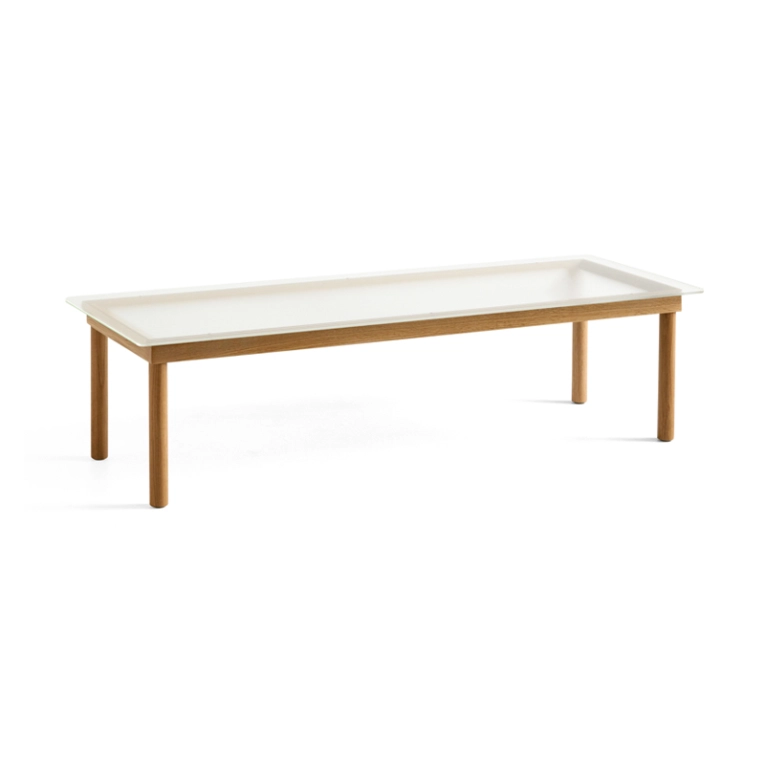 Table basse KOFI 140x50 Chêne/ verre cannelé transparent HAY