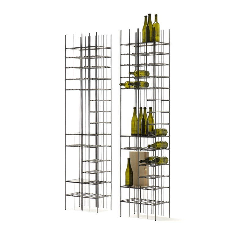 Etagère Porte-bouteilles METRICA C WINE Métal bruni/ verre bronze MOGG