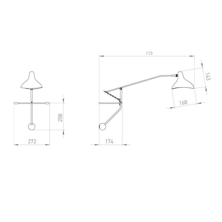 Applique MANTIS BS2 mini Noir DCW EDITIONS