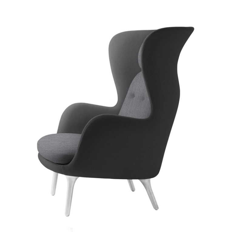 Fauteuil RO pieds aluminium Gris uni/ gris 1172/1173 FRITZ HANSEN