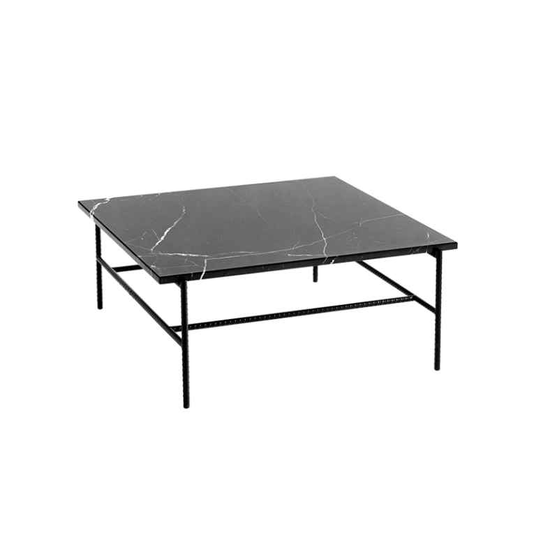 Table basse REBAR 80x84 Marbre noir/ noir HAY