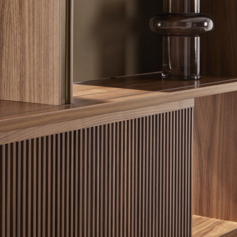 Etagère STOCKHOLM Panneau coulissant Noyer strié PUNT MOBLES