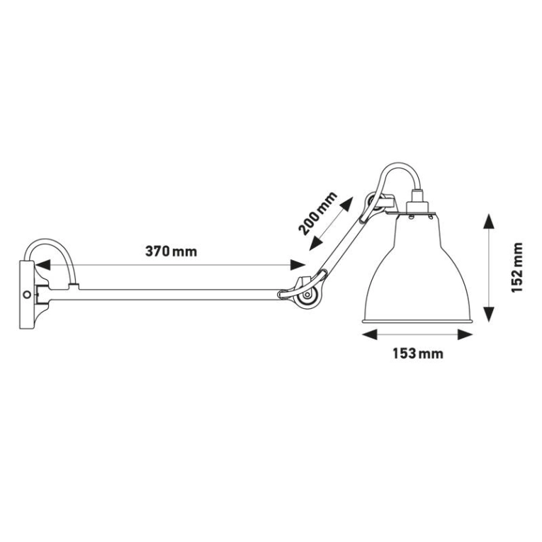 Applique GRAS N°204 L40 Noir/ intérieur cuivre DCW EDITIONS
