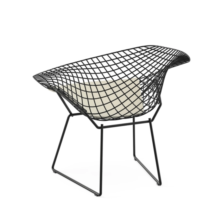 Fauteuil DIAMANT OUTDOOR avec galette d'assise Noir KNOLL