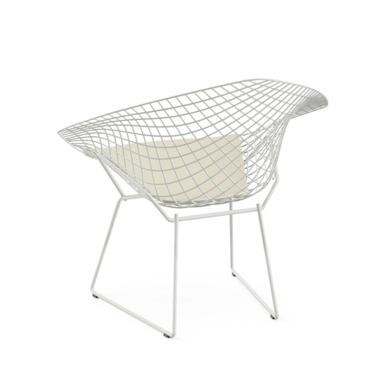 Fauteuil DIAMANT OUTDOOR avec galette d'assise Blanc KNOLL