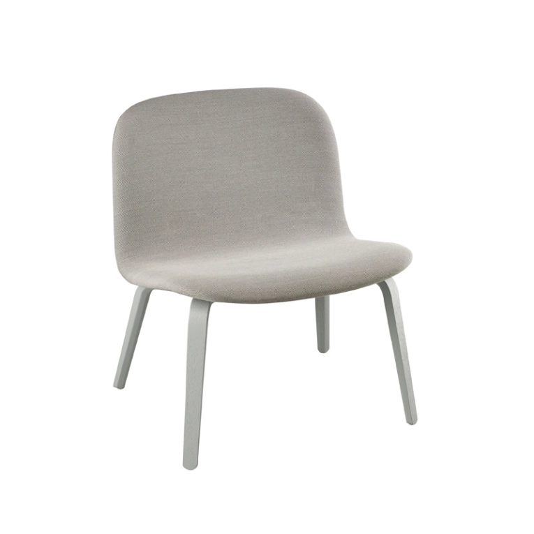 Fauteuil VISU LOUNGE coque tissu Coque grise  Piètement gris MUUTO