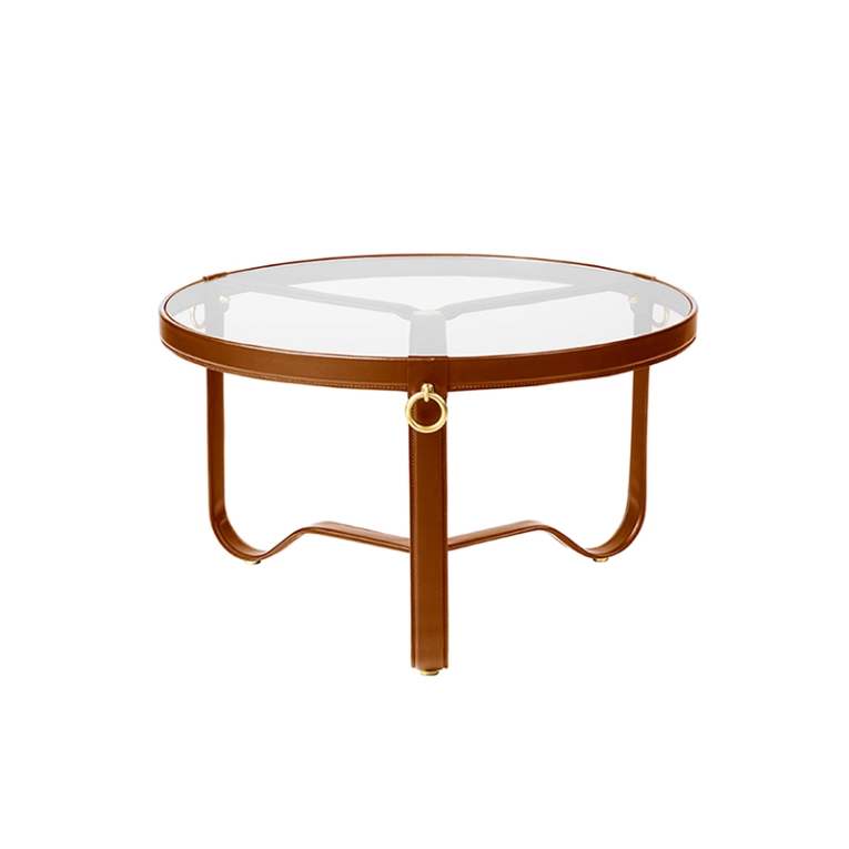 Table basse ADNET Ø 70 Cuir marron GUBI