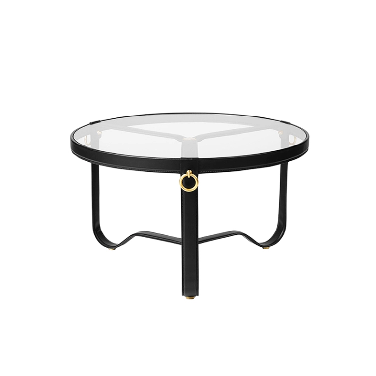 Table basse ADNET Ø 70 Cuir noir GUBI