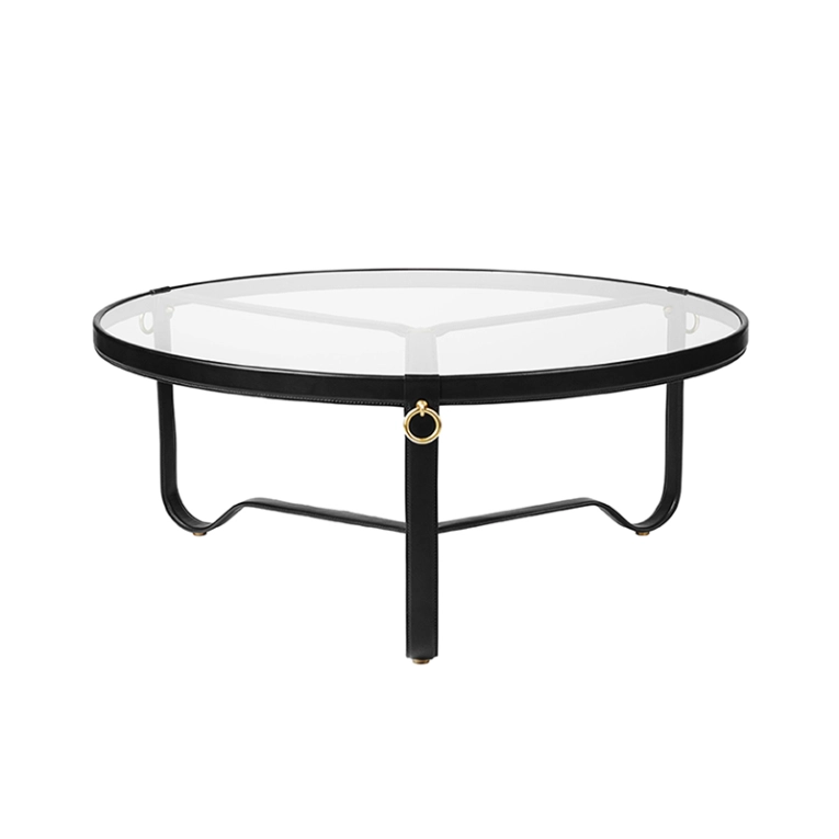Table basse ADNET Ø 100 Cuir noir GUBI