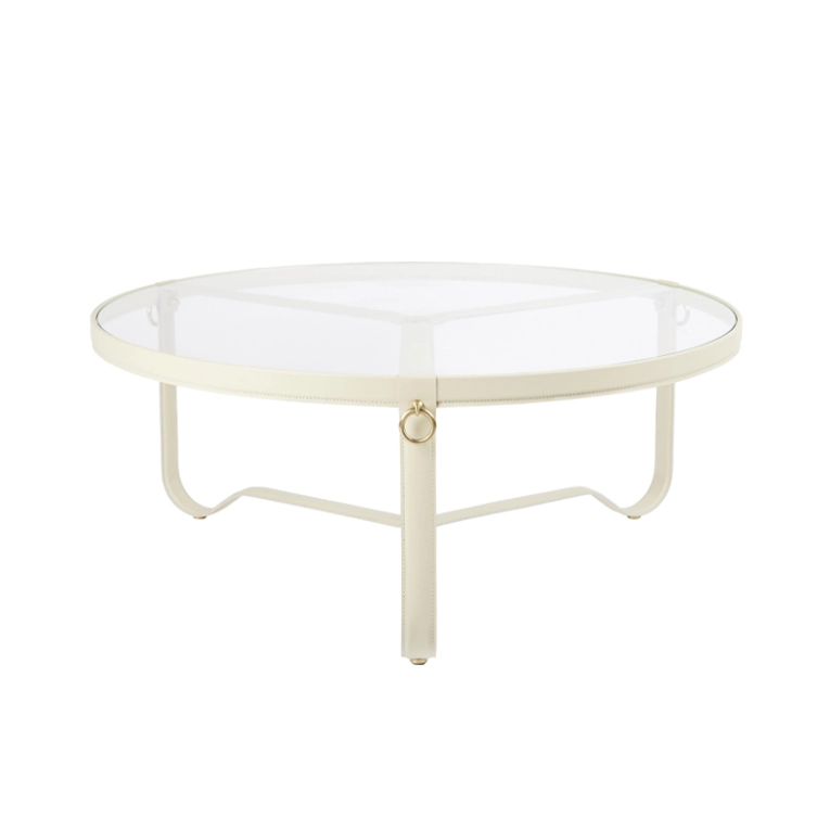 Table basse ADNET Ø 100 Cuir crème GUBI