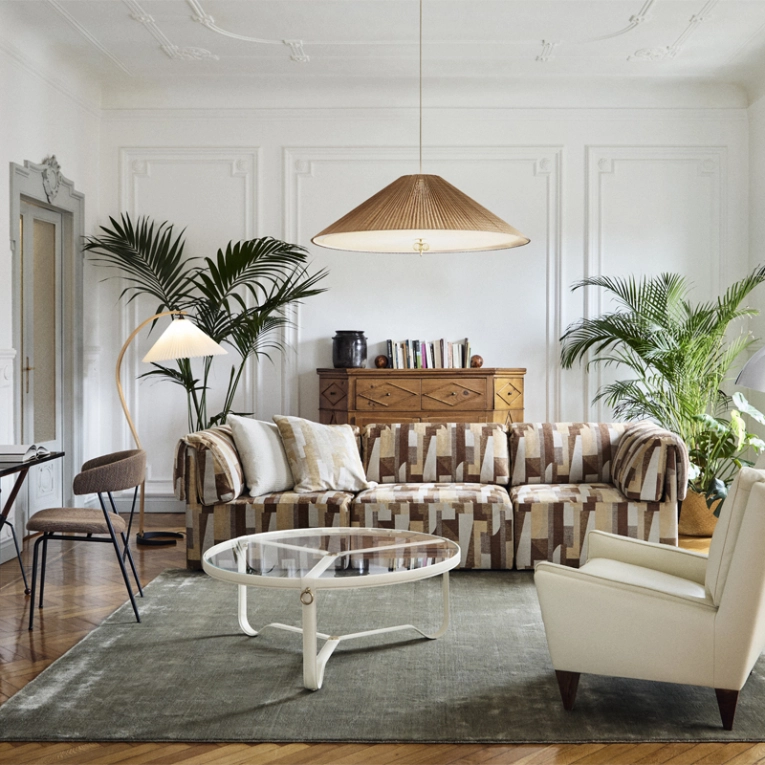 Table basse ADNET Ø 100 Cuir crème GUBI