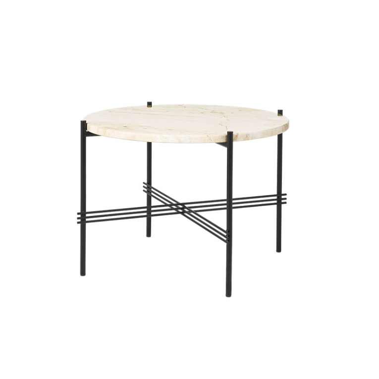 Table basse TS COFFEE Ø 55 Travertin blanc neutre GUBI