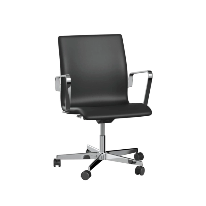 Fauteuil de bureau OXFORD 3291W dossier bas accoudoirs Soft/Noir acier chromé FRITZ HANSEN