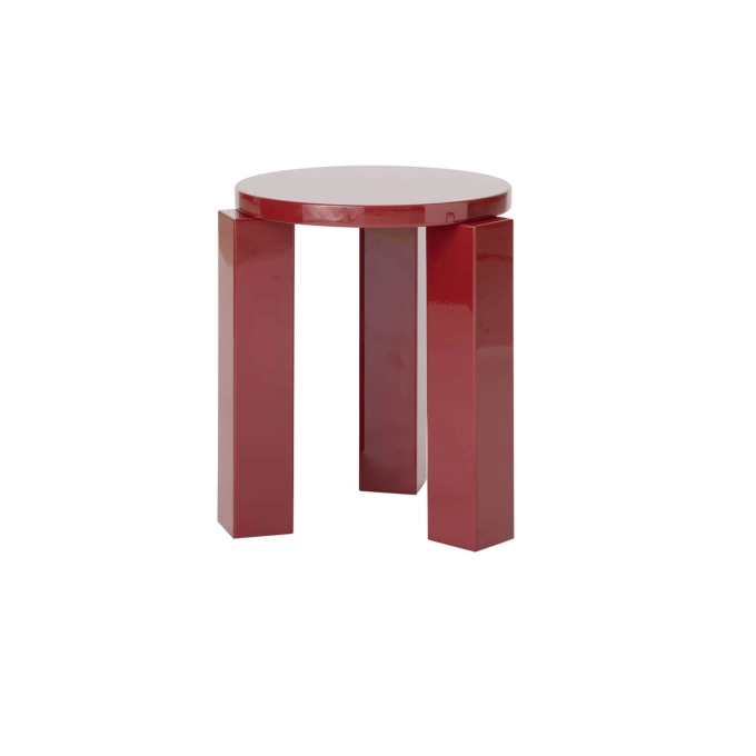 Tabouret ATLAS Ø 36 laqué Bordeaux NEW WORKS