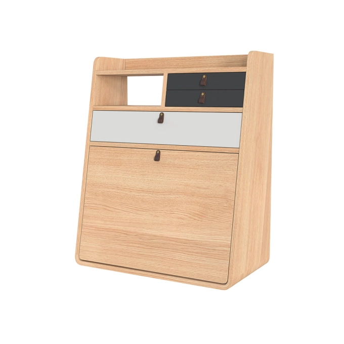 Bureau GASTON Chêne, Gris ardoise/gris clair HARTO