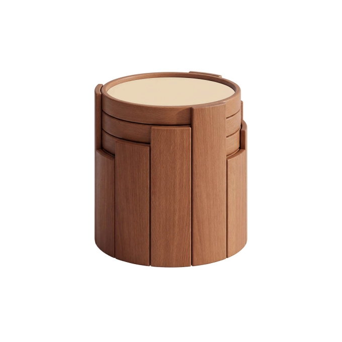 Table d'appoint guéridon 780 Set de 4 Tables Ø 42 Teinté Noyer KARAKTER X CASSINA
