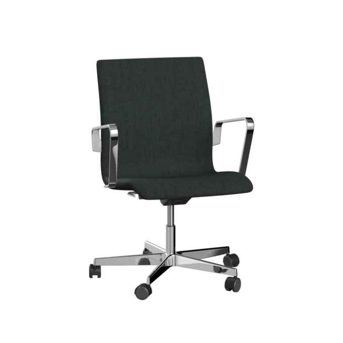 Fauteuil de bureau OXFORD 3291W dossier bas accoudoirs Remix 173/Gris bleu foncé acier chromé FRITZ HANSEN