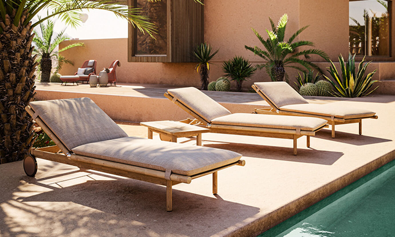 Bain de soleil, chaise longue et hamac